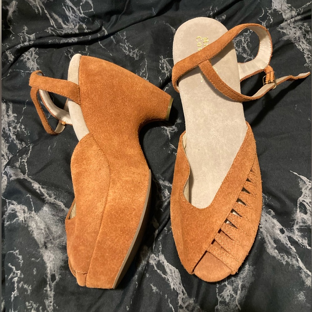 Vintage colored wedge cut out heels